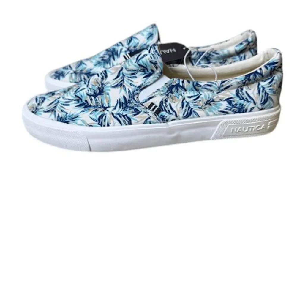 NWT Nautica Candler Canvas Slip On Shoes in Navy Palm Print Men's Size 9‎